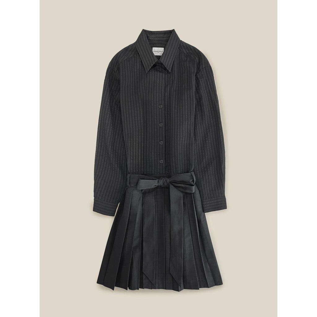 Vestido Bimaterial Rayas