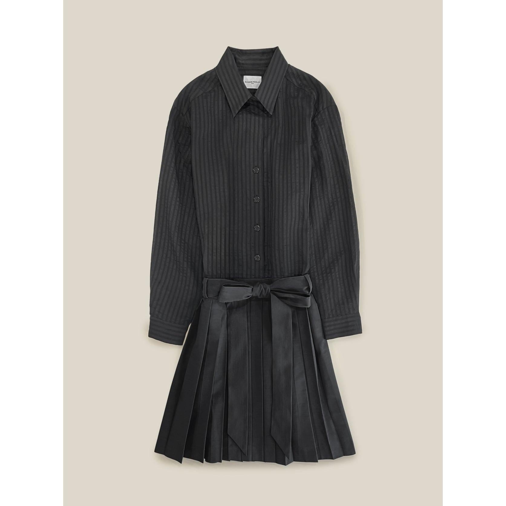 Vestido Bimaterial Rayas