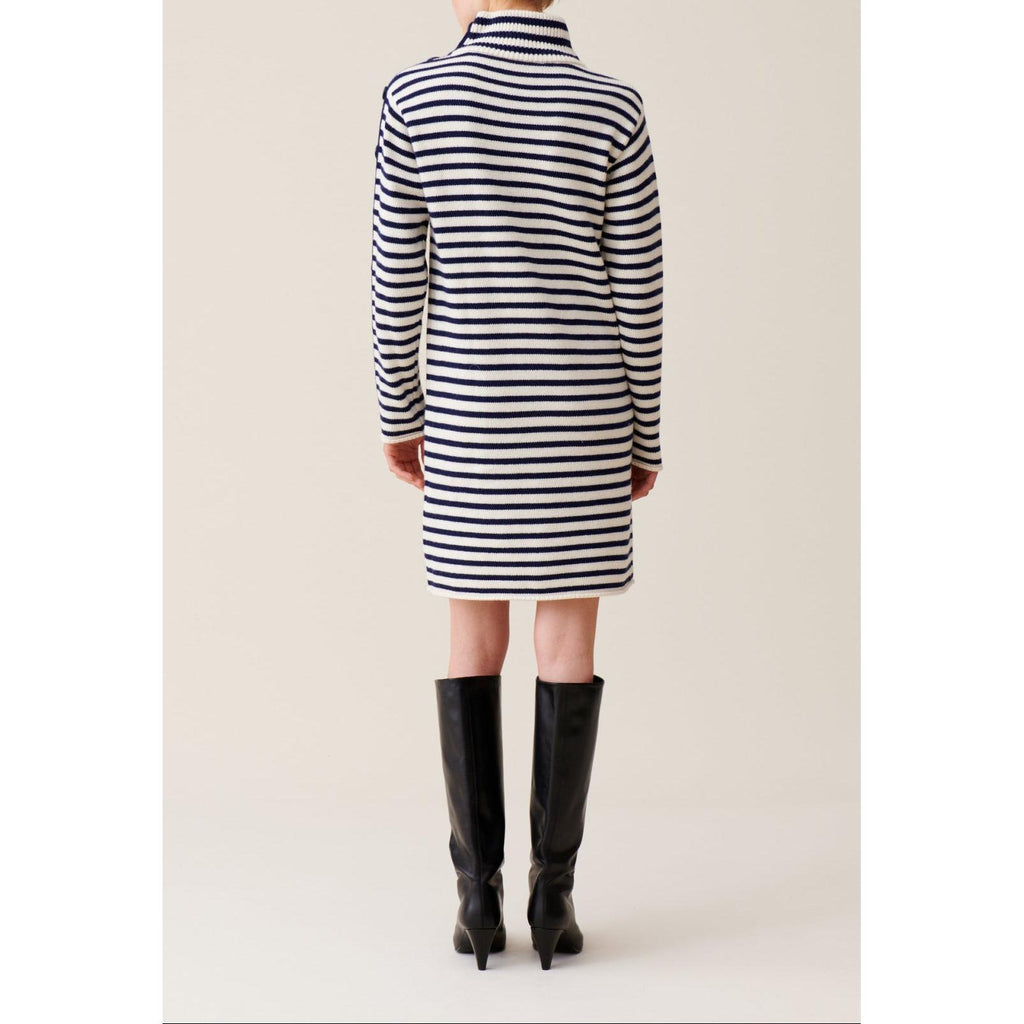 Vestido Marinero de Punto con Cuello Subido