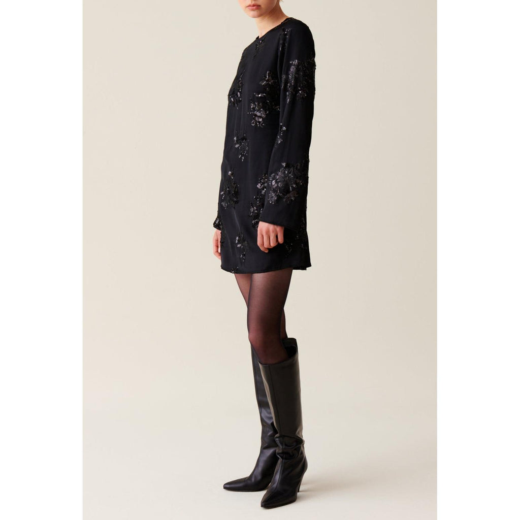 Vestido Corto Negro con Lentejuelas Bordadas