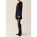 Vestido Corto Negro con Lentejuelas Bordadas