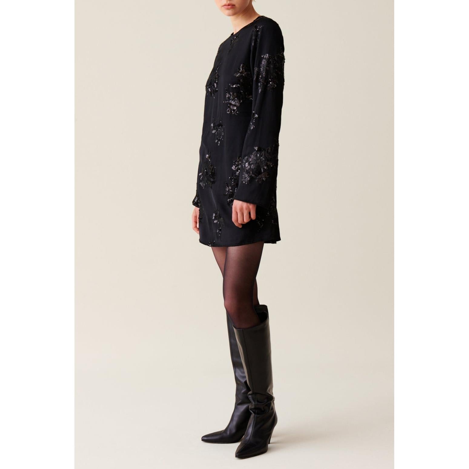 Claudie Pierlot - Robe Courte Noire Sequins Brodés