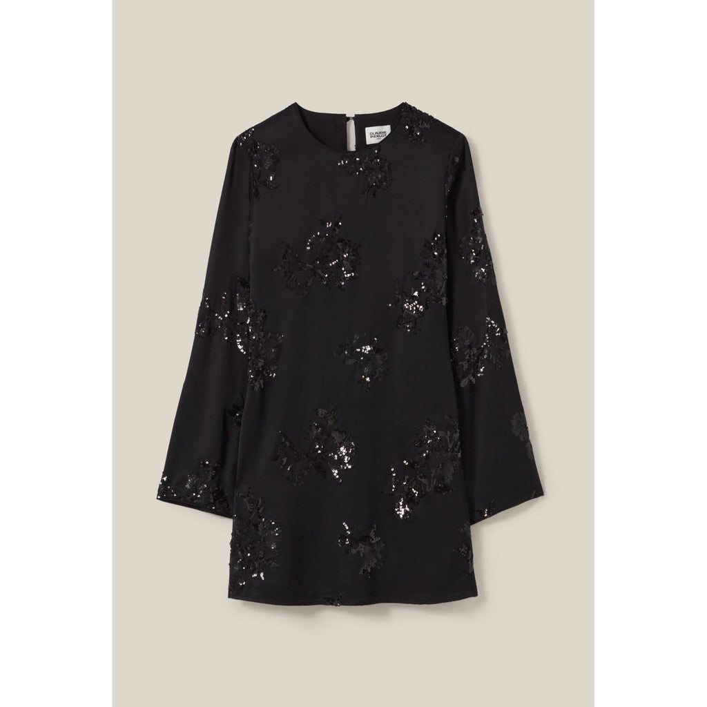 Vestido Corto Negro con Lentejuelas Bordadas