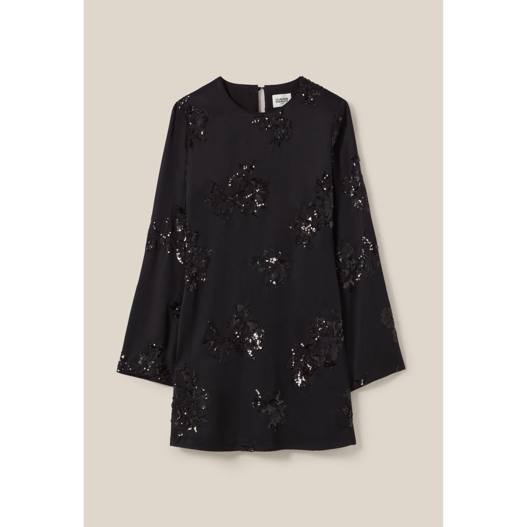 Claudie Pierlot - Robe Courte Noire Sequins Brodés