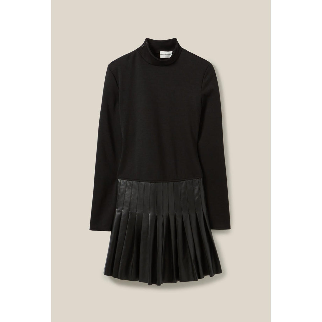 Claudie Pierlot - Black Bi-material Leather Dress