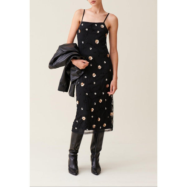 Claudie Pierlot - Robe Longue Fluide Sequins Brodés