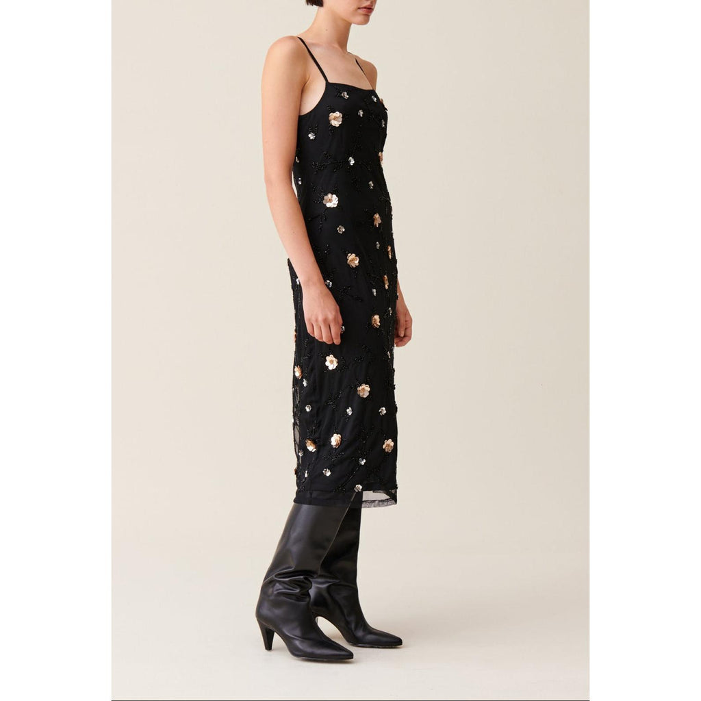 Robe Longue Fluide Sequins Brodés