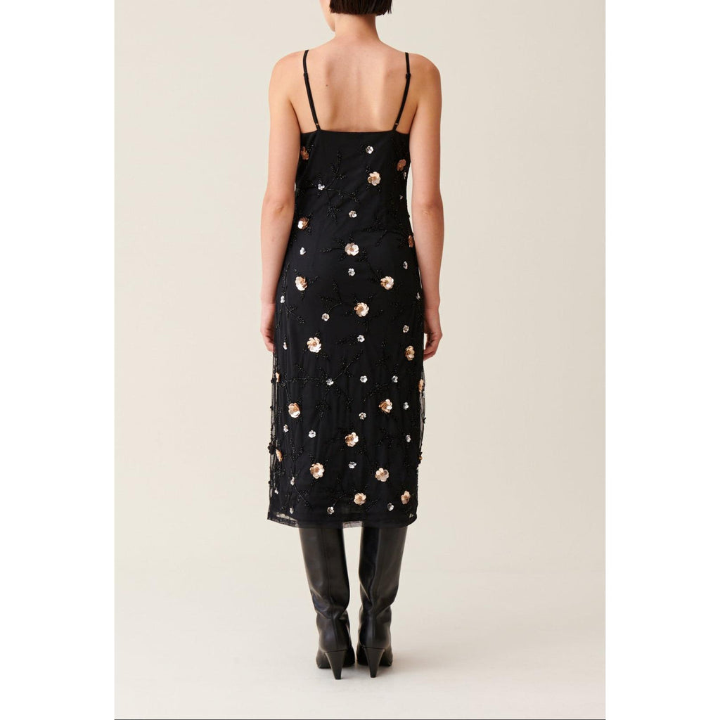 Robe Longue Fluide Sequins Brodés