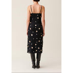 Vestido largo fluido con lentejuelas bordadas