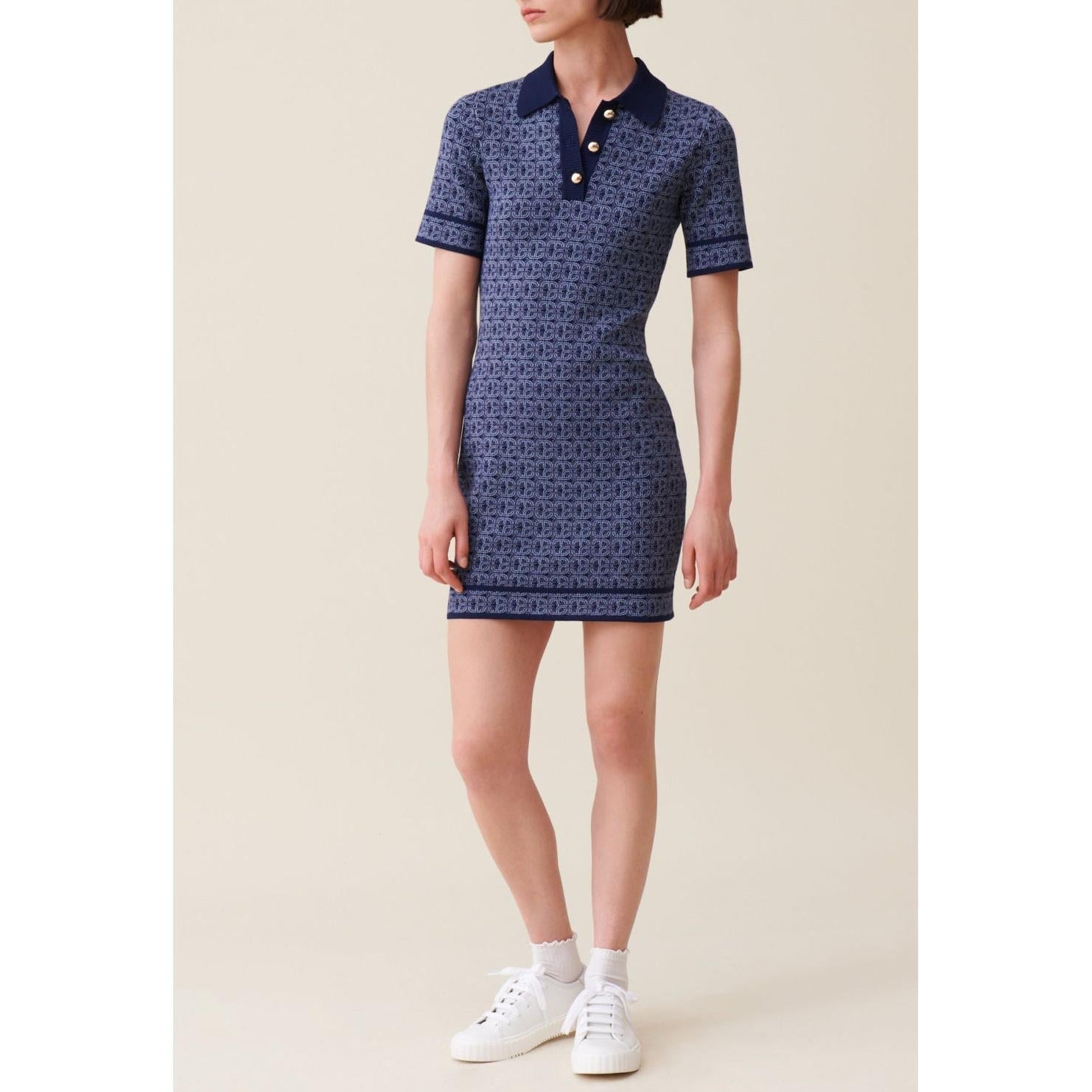 Navy Monogram Short Dress