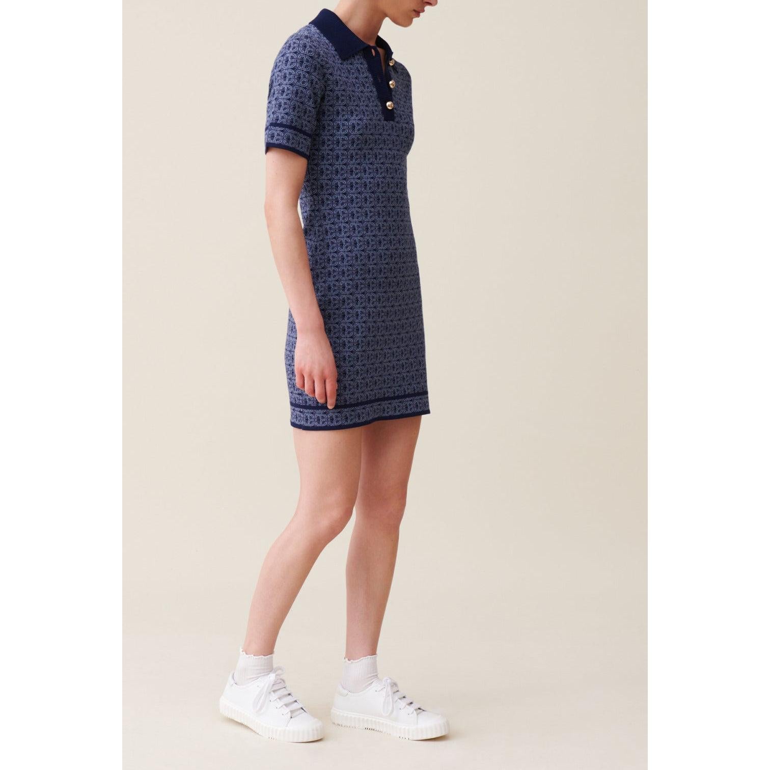 Navy Monogram Short Dress