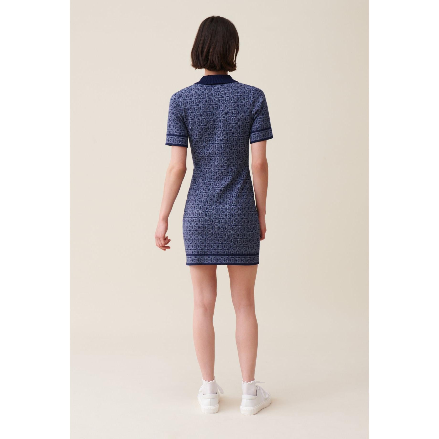 Navy Monogram Short Dress