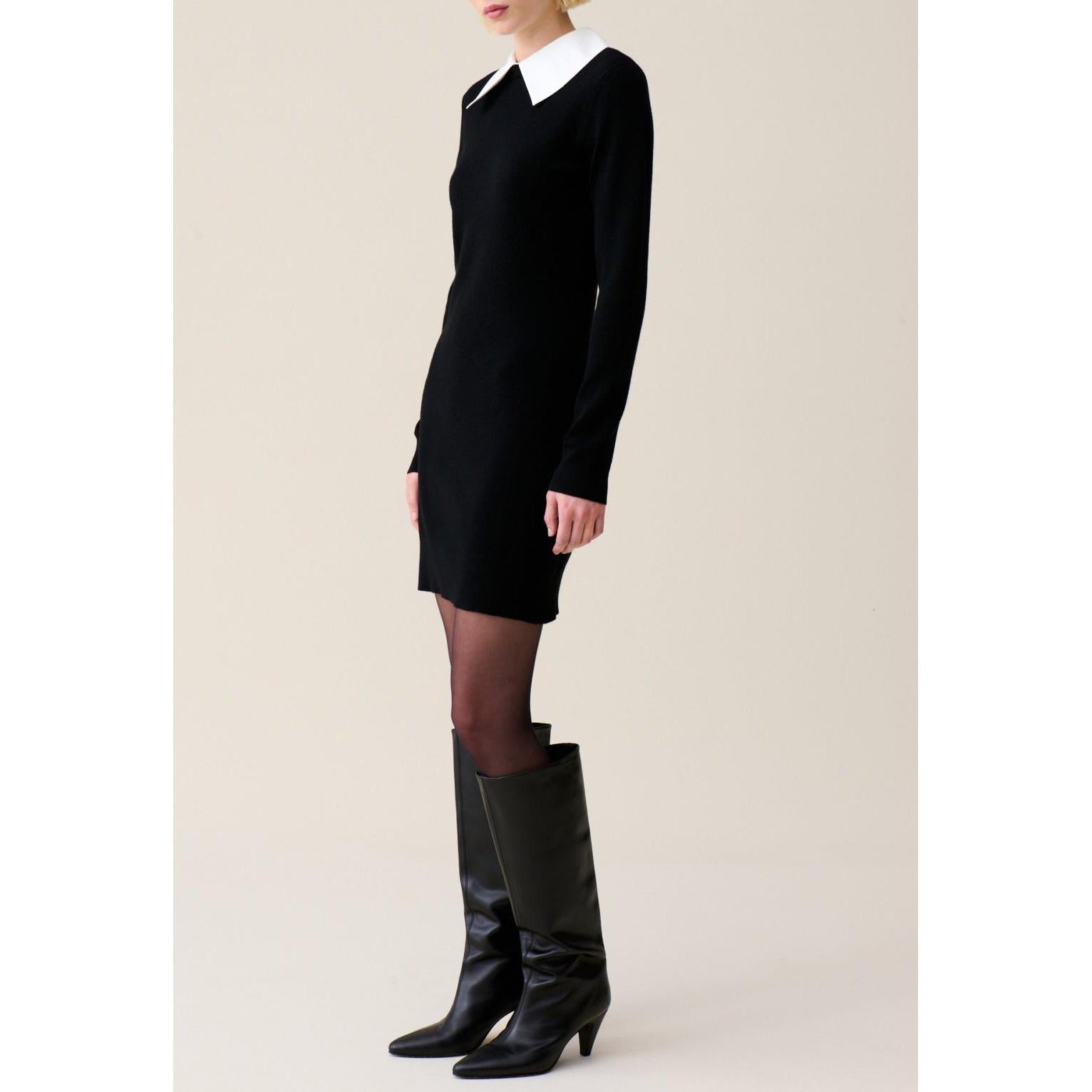 Claudie Pierlot - Robe Maille Noir Col Amovible