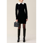 Claudie Pierlot - Robe Maille Noir Col Amovible