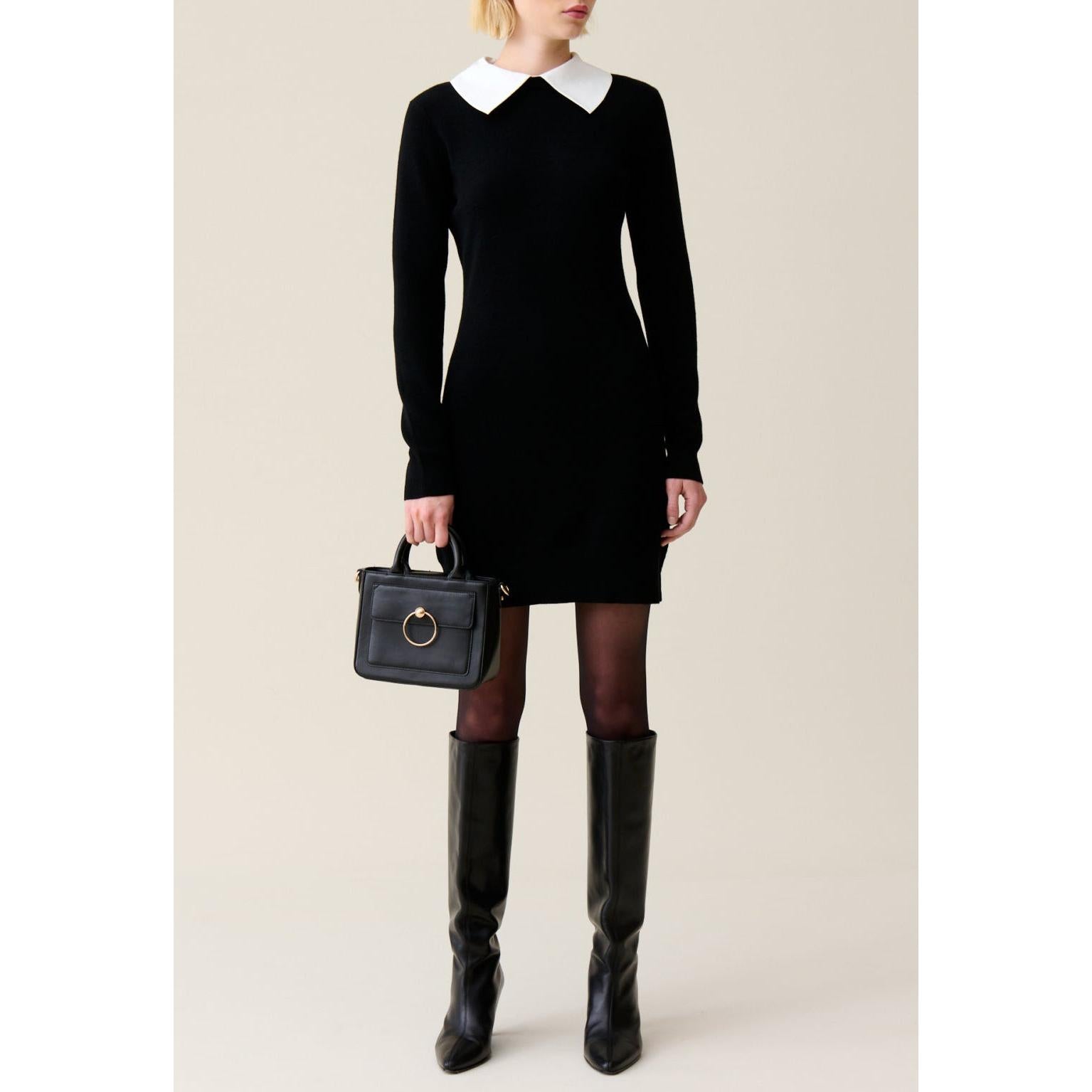 Claudie Pierlot - Robe Maille Noir Col Amovible