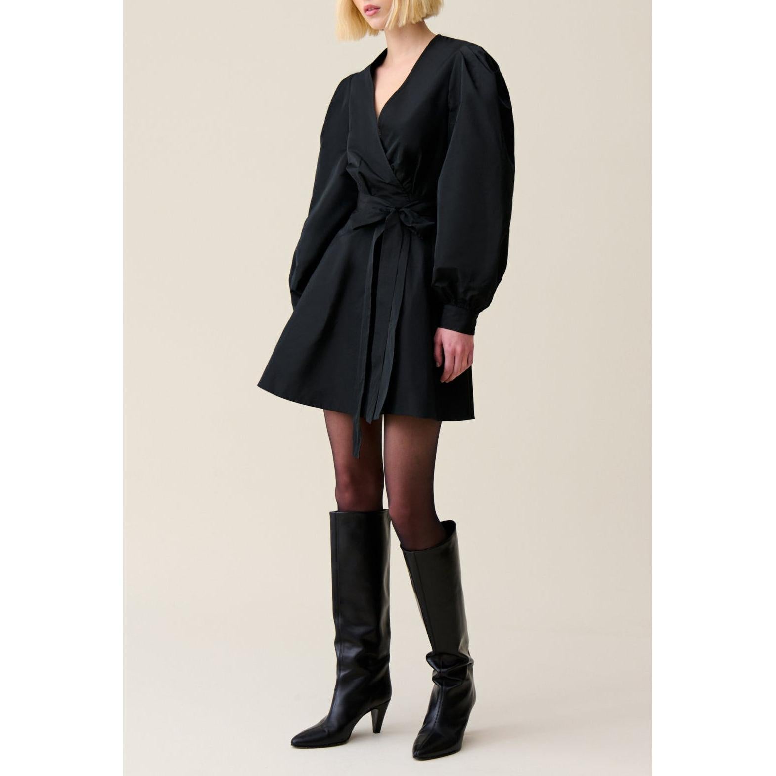 Claudie Pierlot - Robe Courte Manches Ballons Noire