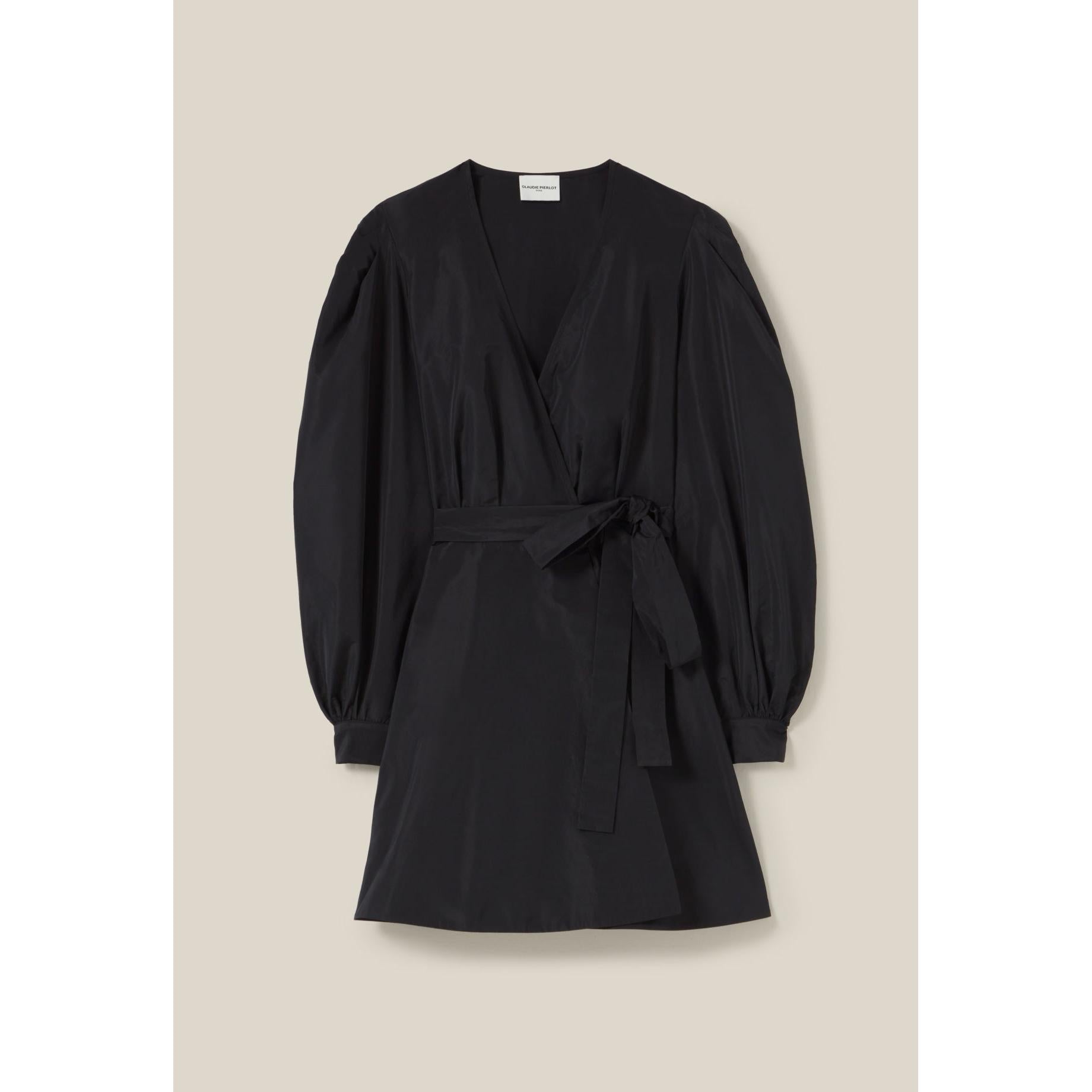 Robe Courte Manches Ballons Noire