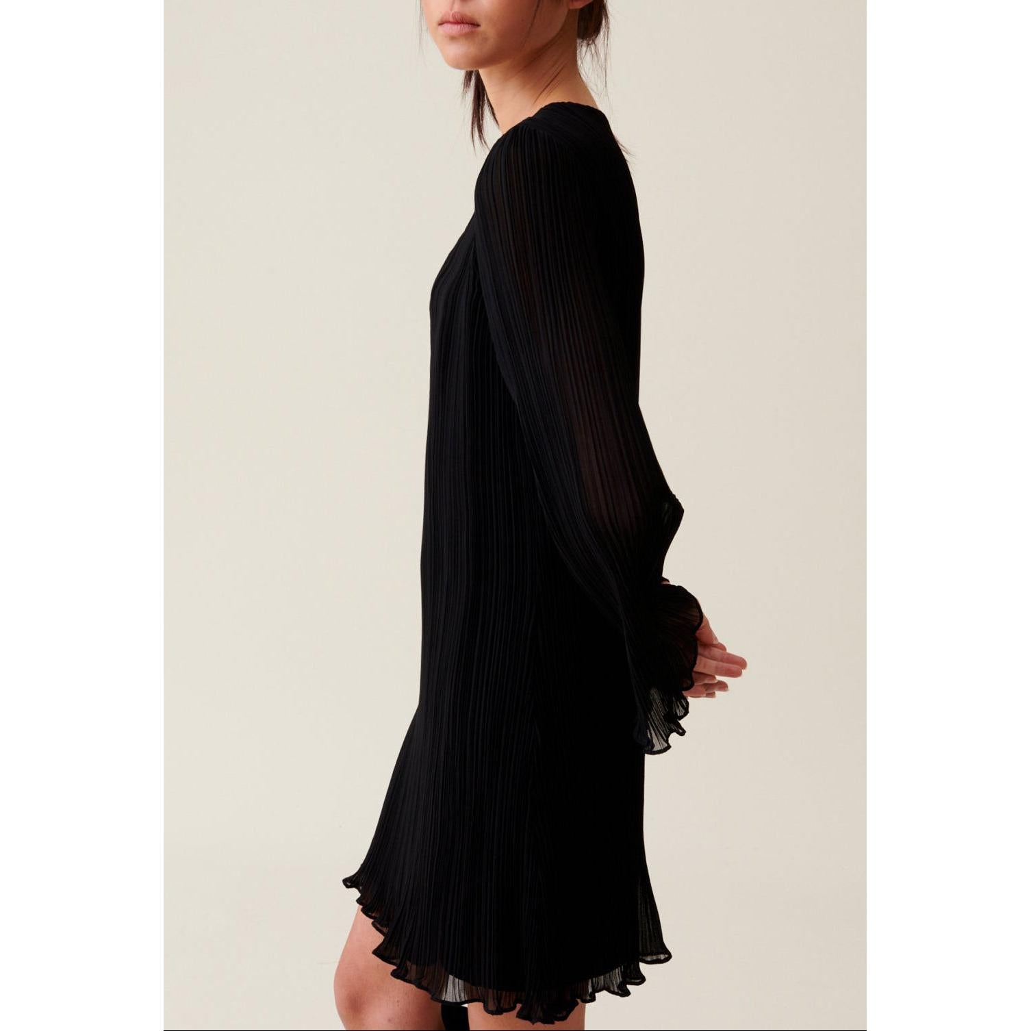 Claudie Pierlot - Robe Courte Plissée Manches Longues
