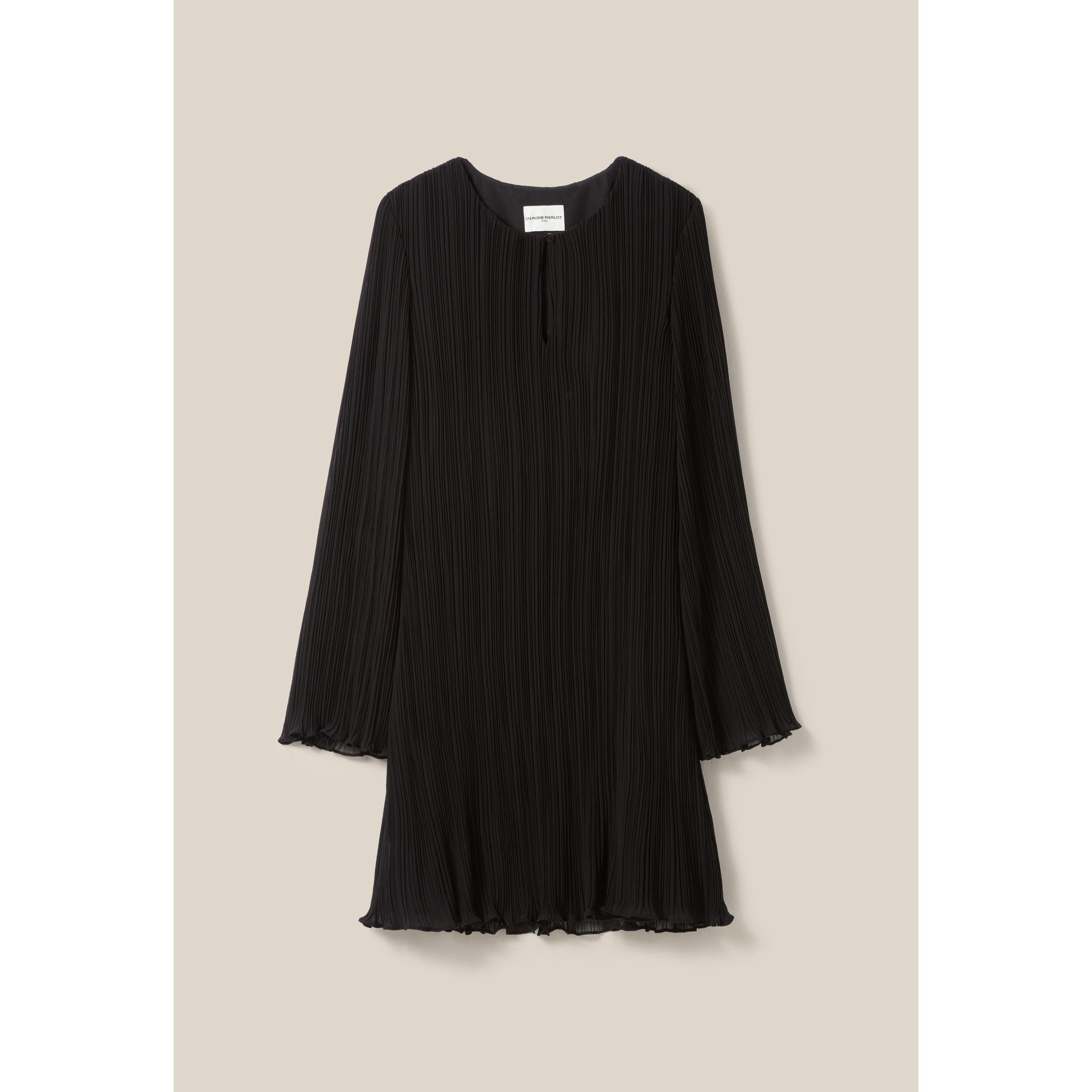 Robe Courte Plissée Manches Longues