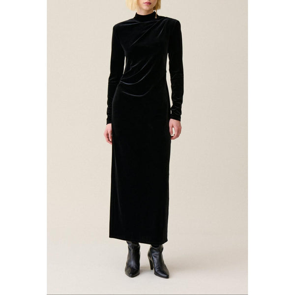 Claudie Pierlot - Vestido Largo Entallado Terciopelo Negro