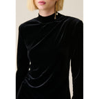 Claudie Pierlot - Robe Longue Cintrée Velours Noir