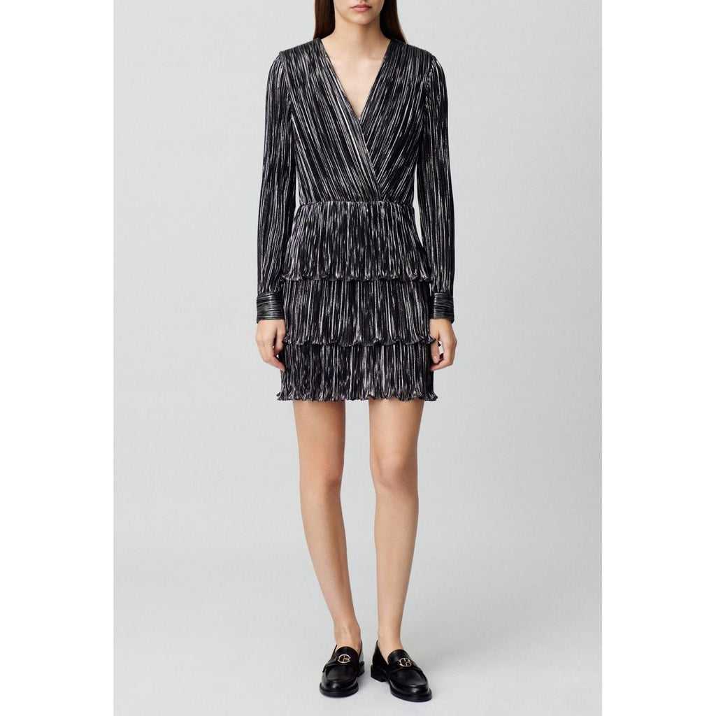 Claudie Pierlot - Robe Argentée Courte À Volants