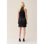 Vestido Corto Plisado Plateado