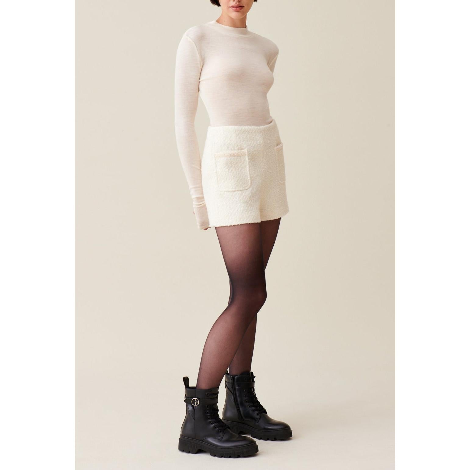 Short de tweed marfil
