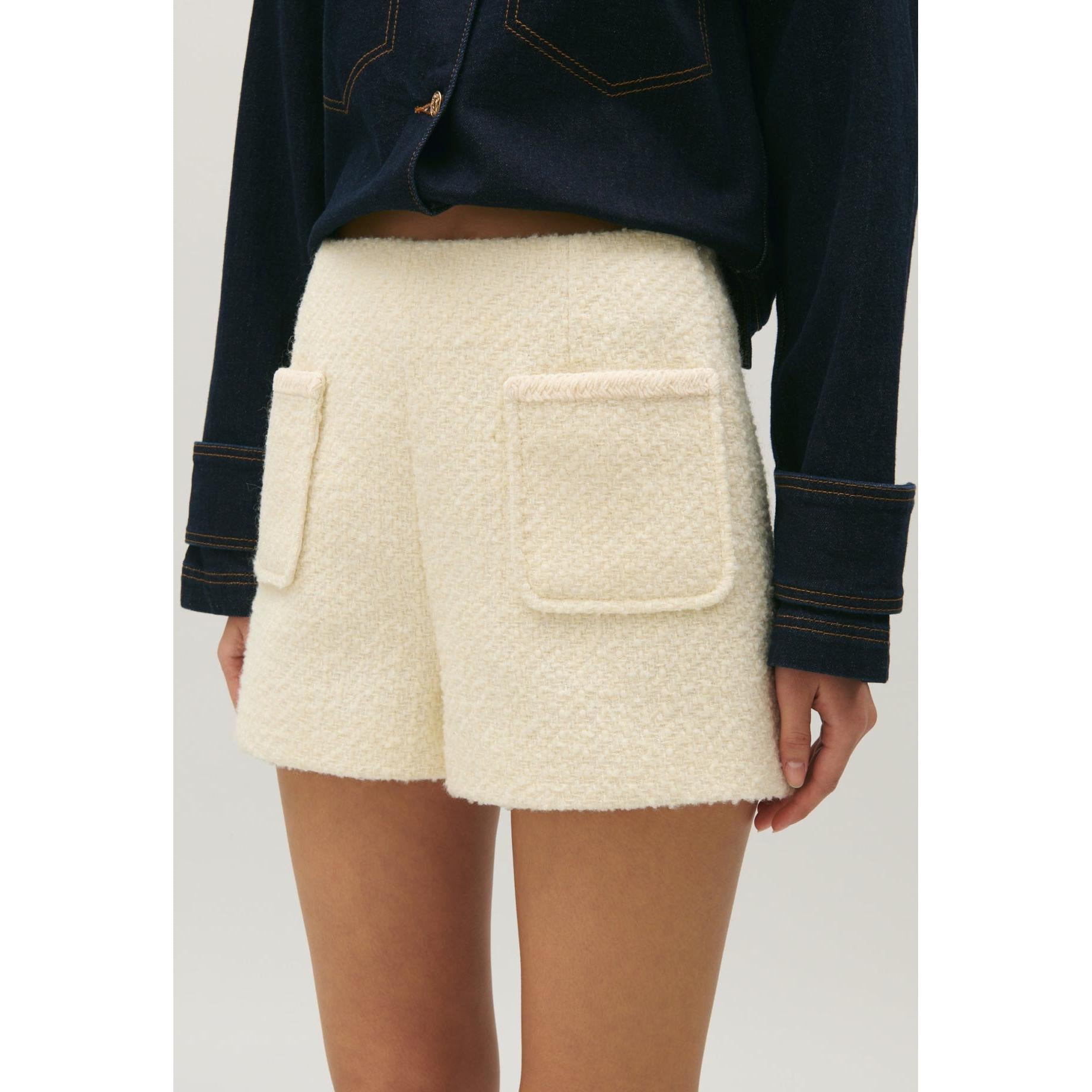 Short de tweed marfil