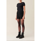 Straight Black Tweed Shorts
