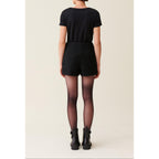 Black Straight Tweed Shorts