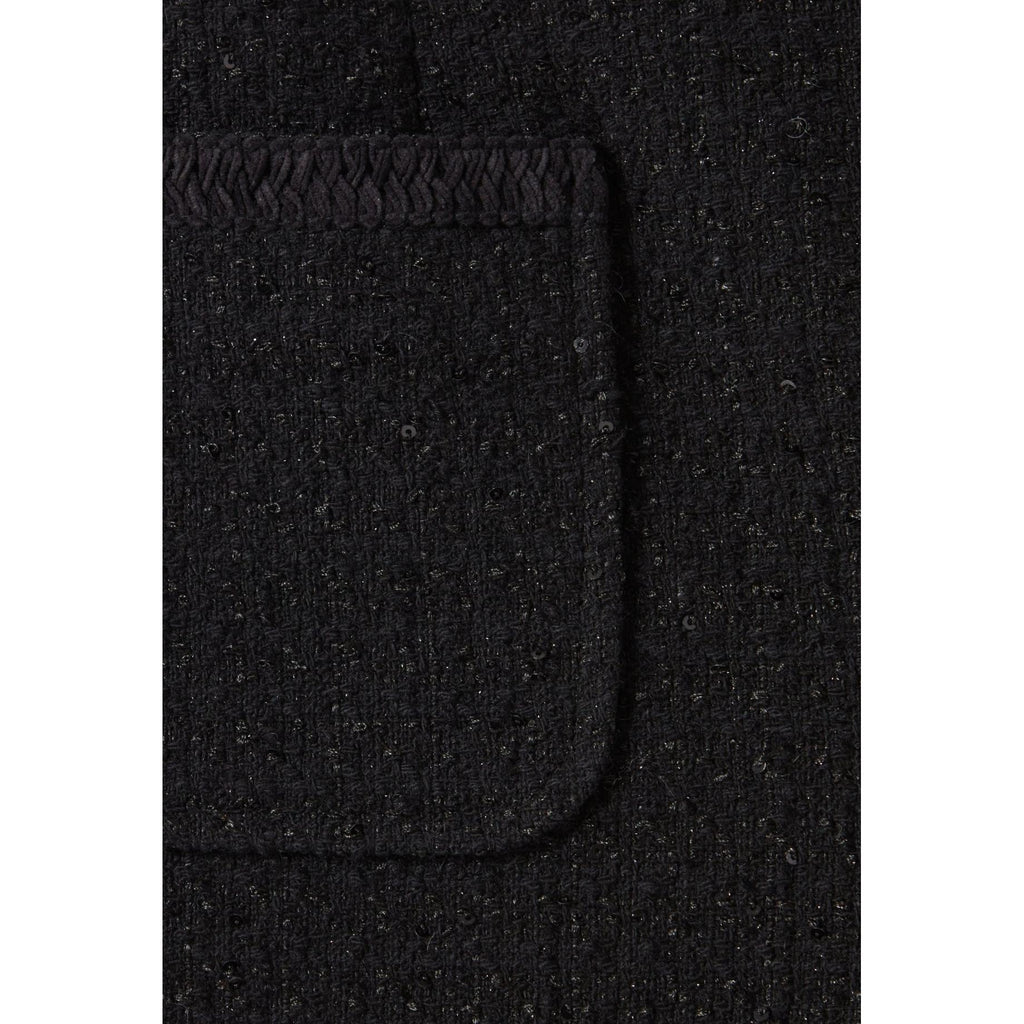 Black Straight Tweed Shorts