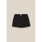 Black Straight Tweed Shorts