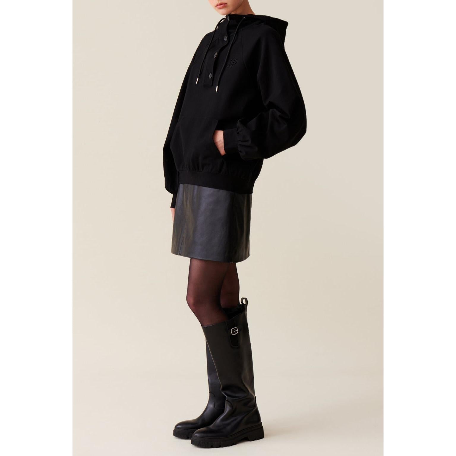 Claudie Pierlot - Black Oversized Hooded Sweatshirt