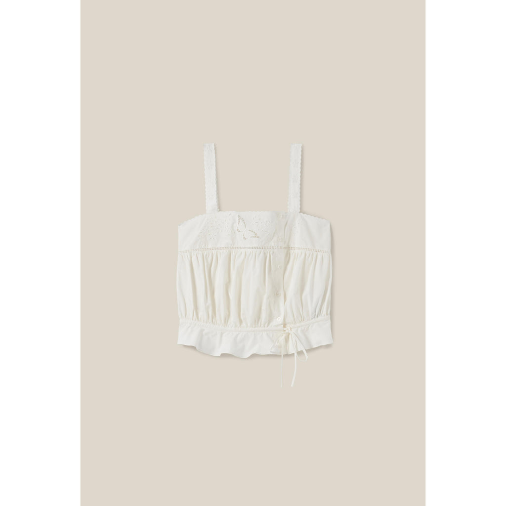 Embroidered Square-Neck Top