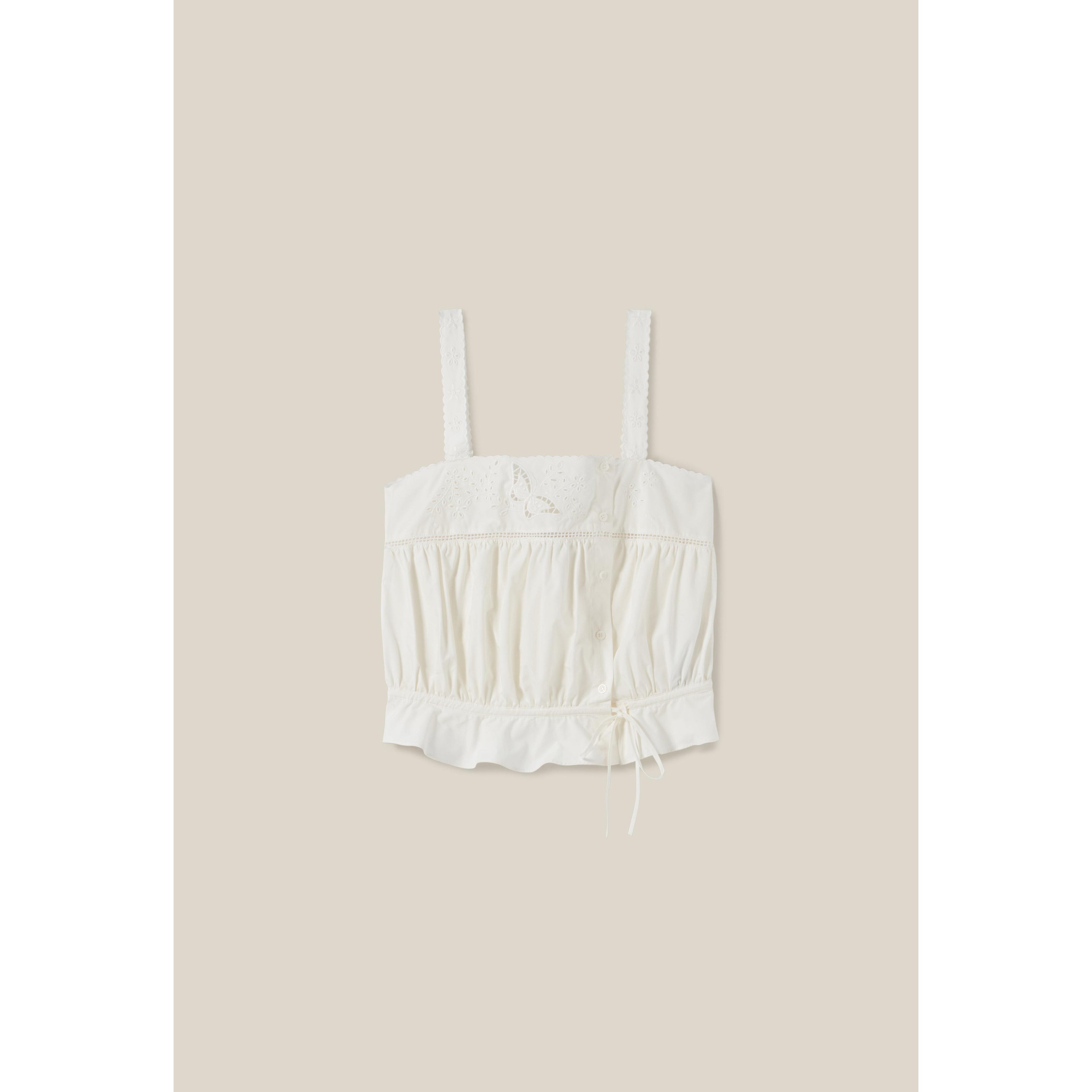 Embroidered Square-Neck Top