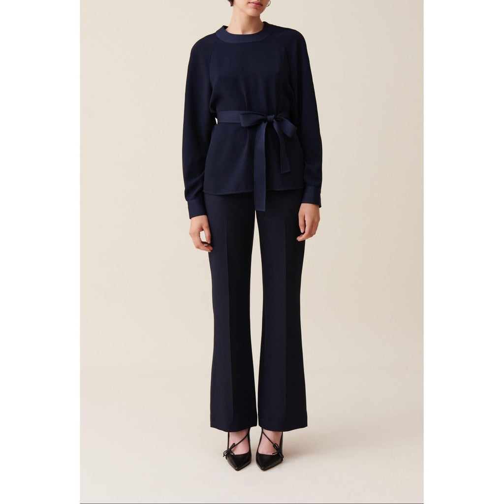 Claudie Pierlot - Blouse Fluide Ceinturée Marine