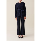 Claudie Pierlot - Blouse Fluide Ceinturée Marine