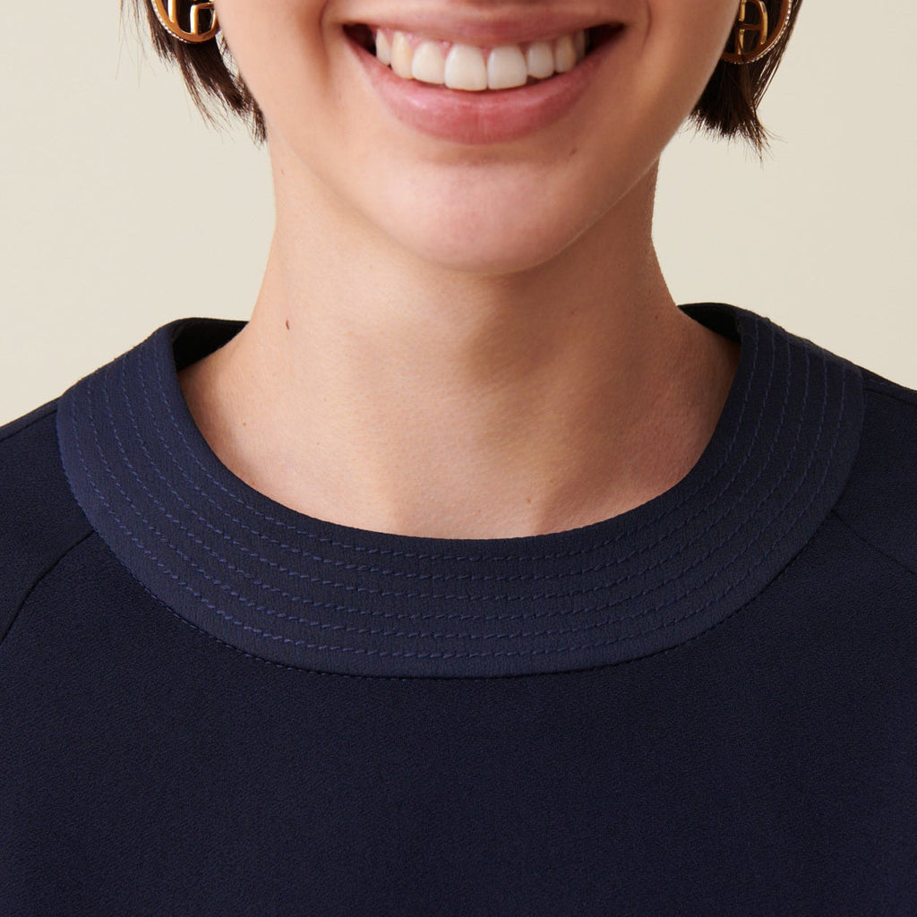 Claudie Pierlot - Blouse Fluide Ceinturée Marine