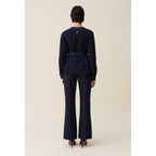 Claudie Pierlot - Blouse Fluide Ceinturée Marine