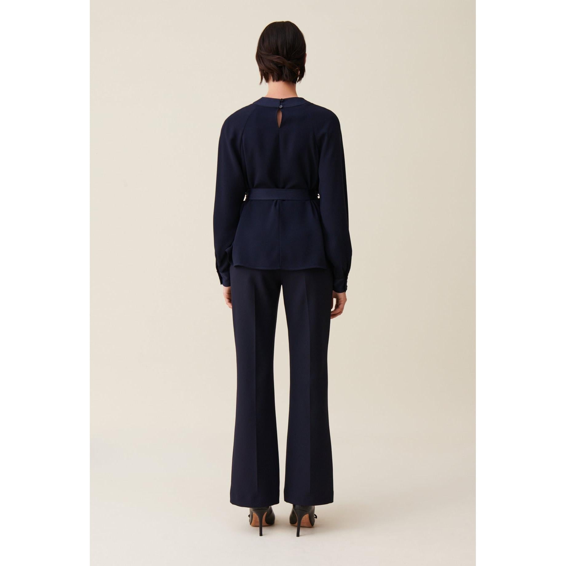 Claudie Pierlot - Blouse Fluide Ceinturée Marine