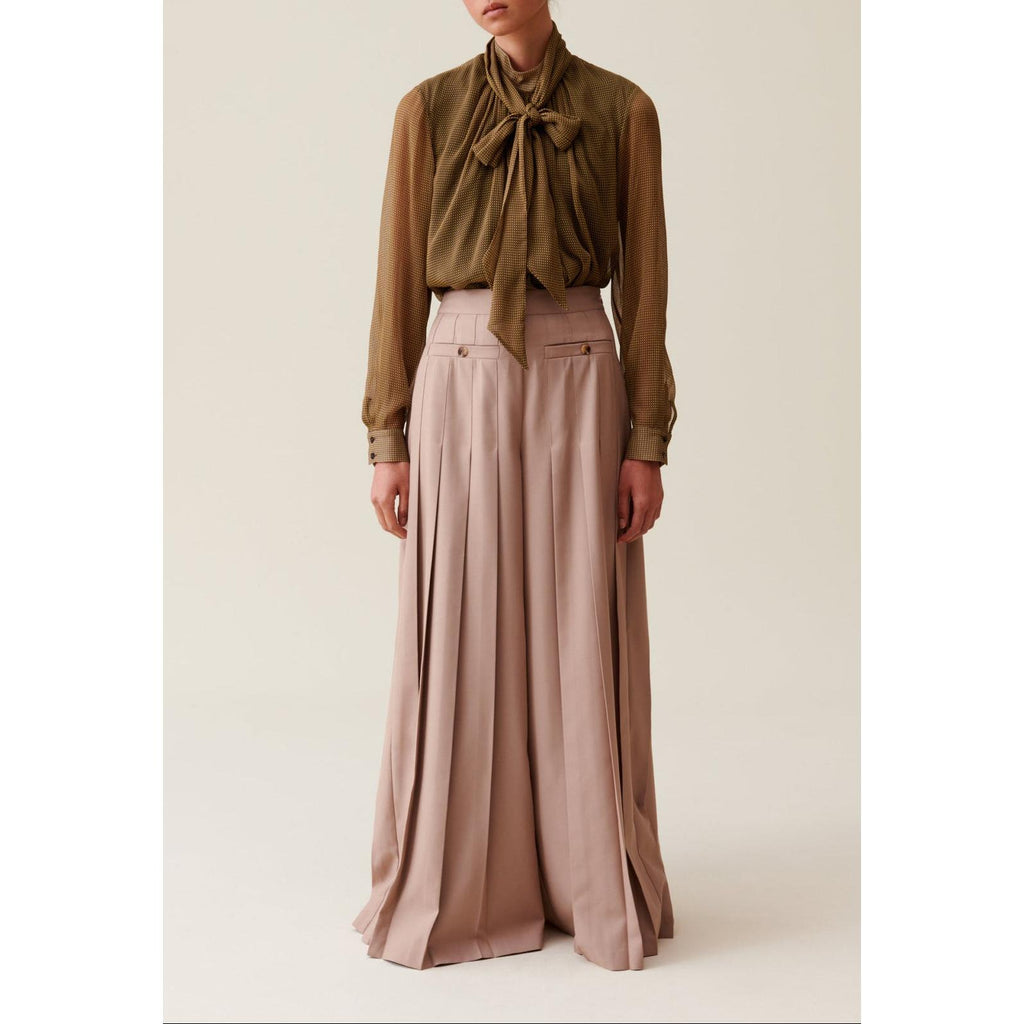 Blouse Lavallière Carreaux Fluide