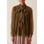 Blouse Lavallière Carreaux Fluide
