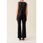 Top Noir Sequins Brodés Dos Ouvert