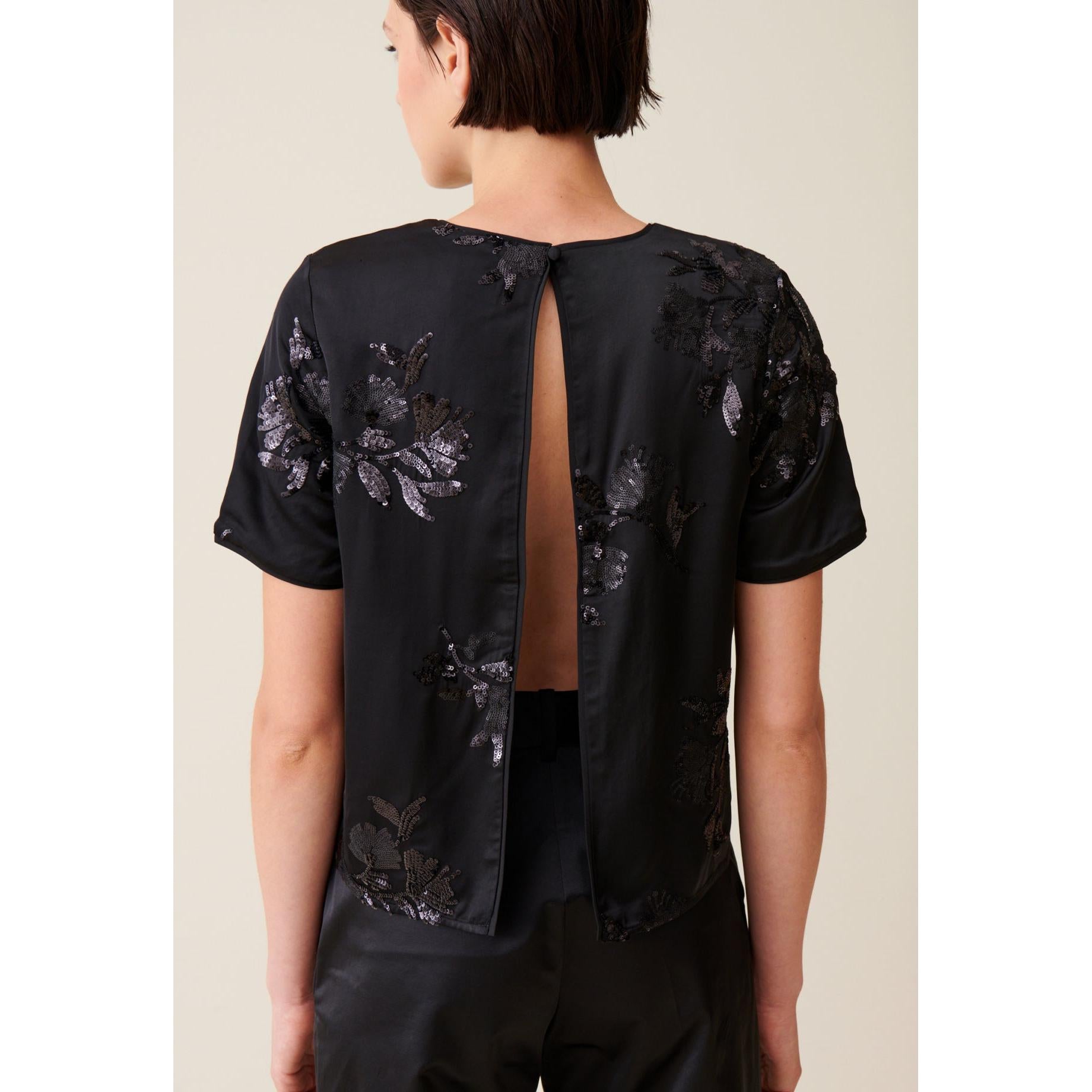 Claudie Pierlot - Top Noir Sequins Brodés