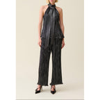 Silver Pleated Sleeveless Top