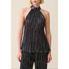 Silver Pleated Sleeveless Top