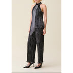 Silver Pleated Sleeveless Top