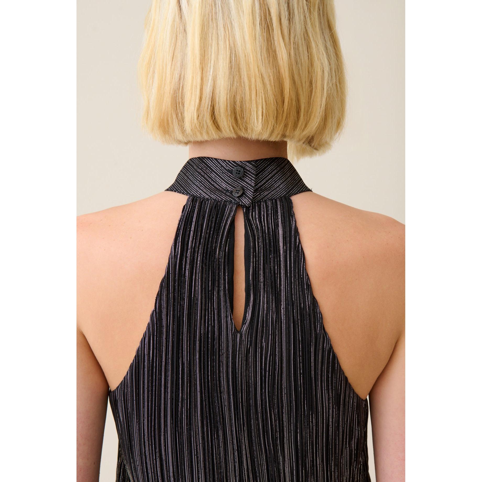 Silver Pleated Sleeveless Top