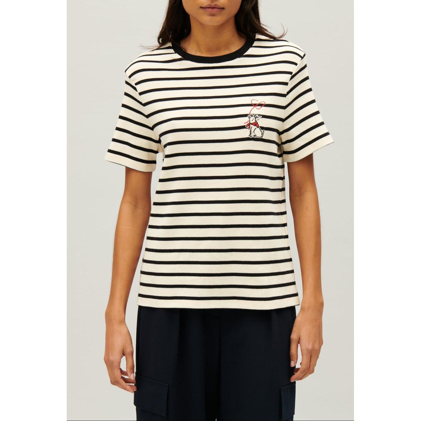 Claudie Pierlot - Tee-Shirt Marinière Rayée Bicolore